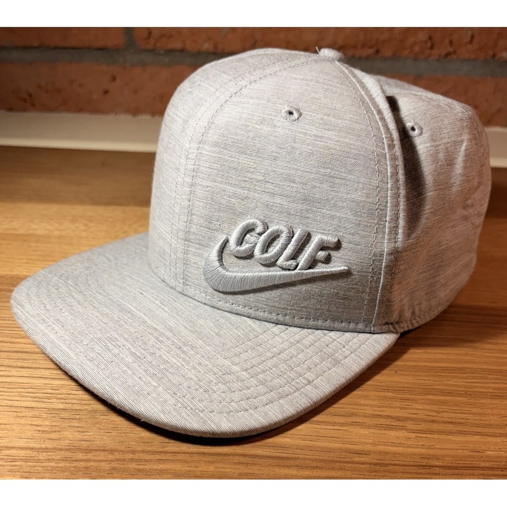 NIKE Pro Golf Leather Snapback Dri-fit  Hat Gray Athletic Baseball Cap